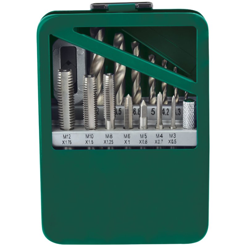 BRÜDER MANNESMANN jeu de filière, 15 pièces, acier, coffret métal